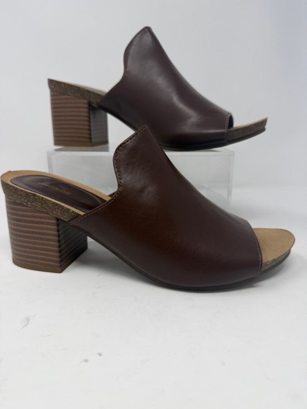 Sonoma Brown Open-Toe Block Heel Mules Size 9M